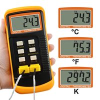 Medidor de Temperatura Digital de Doble Canal con Termopar Tipo K, Termómetro con Sonda, Sensor de Contacto Bimetálico, OEM IP43, 1 Año de Garantía