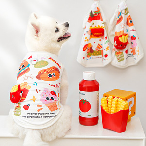 Gilet d'été respirant en soie glacée pour chiens et chats, motif animalier mignon avec motif alimentaire - Product Image 3