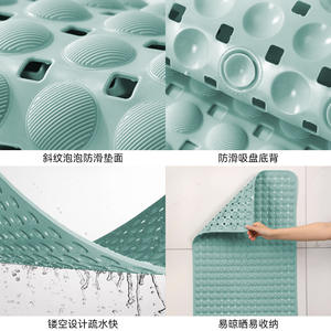 แผ่นรองพื้นกันลื่นแบบมีรูระบายน้ำ รุ่น Sky Twill Bubble Brush รูปทรงสี่เหลี่ยมผืนผ้า ทำจาก PVC สีเขียวมาร์ส เทาเข้ม ฟ้าอ่อน ชมพู และสีกากี - Product Image 1