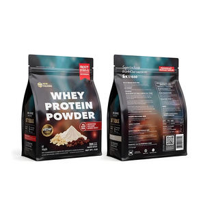 Sac pochette refermable imprimé personnalisé en aluminium à fond plat 1kg 2kg <span class=keywords><strong>3kg</strong></span> 5kg sac d'emballage en poudre de protéine de lactosérum zip-lock avec fermeture éclair - Product Image 3