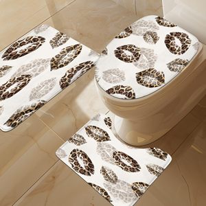 Ensemble de <span class=keywords><strong>rideaux</strong></span> de douche 4 pièces Kiss Lips, imprimé léopard sauvage, polyester imperméable, tapis imprimés numériquement en 3D, accessoires, 12 crochets - Product Image 3