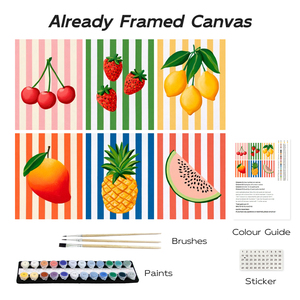 Kit de Pintura por Números, Arte de Pared en Lienzo, 6 Piezas, Mini Cocina Roja, Peces, Sardinas, Azulejos a Rayas, Decoración de Pared, Venta al Por Mayor, Dropshipping - Product Image 5