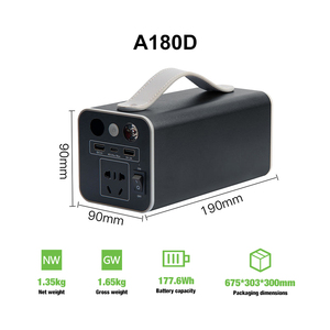 แผงโซลาร์เซลล์ LED 180W ขายดี พร้อมอินเวอร์เตอร์คลื่นไซน์ปรับแต่งได้ เครื่องกำเนิดไฟฟ้าพกพา แบตเตอรี่ 177.6Wh ตัวควบคุม MPPT ไฟฉาย - Product Image 2