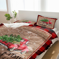 Ensemble de housse de couette de haute qualité anti-boulochage et infroissable à motif imprimé de Noël pour la décoration intérieure de chambre à coucher en période des fêtes
