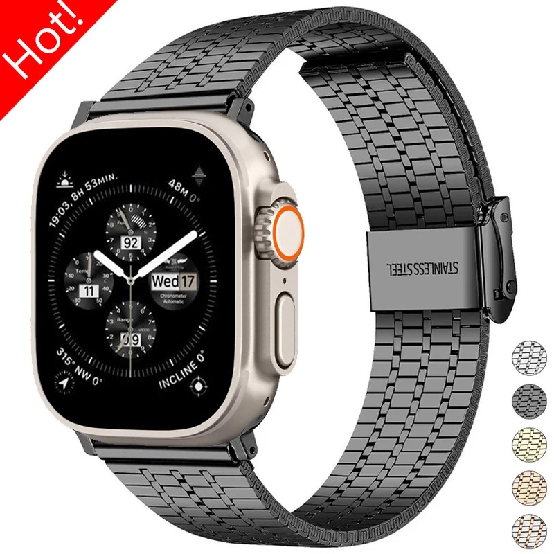 Прямая Поставка смарт-ремешок для IWatch серии 9 7 SE для Apple Watch Ultra 2 ремешок 49 мм 45 38 мм браслет из нержавеющей стали ремешок