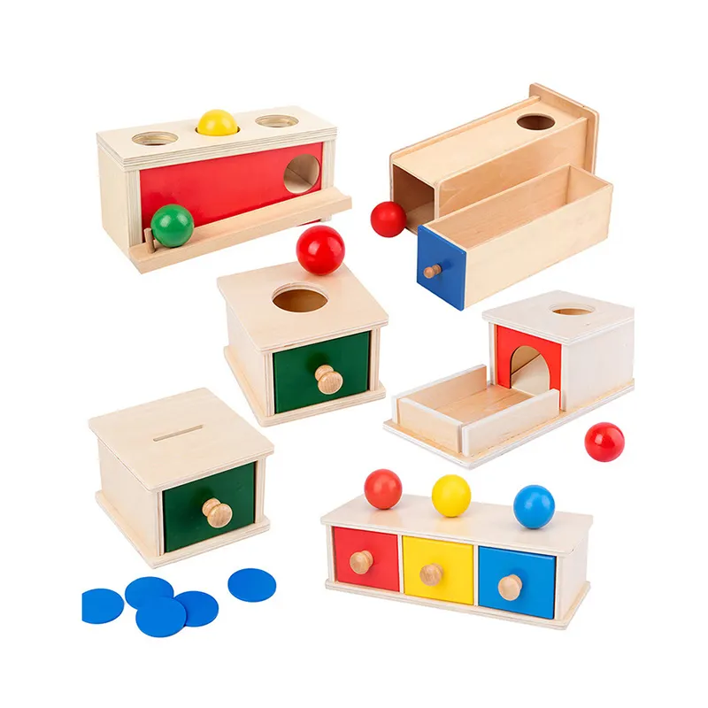 6-12 Month Infant 1 Year Old Toys Three Balls Object Permanence Box Toddlers Baby Educational Wooden Montessori Toys 2022