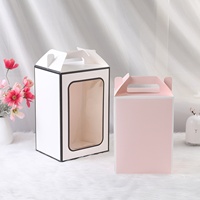 Boîte pliante rectangulaire en carton blanc avec fenêtre, modèle valise, emballage transparent, pour poupée, fleur, cadeau, style INS