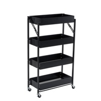Vente en gros Chariots de cuisine modernes et durables Étagère pliable à 4 niveaux Chariot utilitaire roulant Étagère de rangement