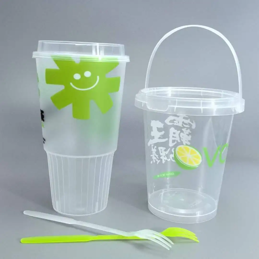 32oz 1000ml 1Liter Clear Disposable Juice Boba Bubble Milk Tea Reusable Hard Plastic Injection PP IML Glass Cups