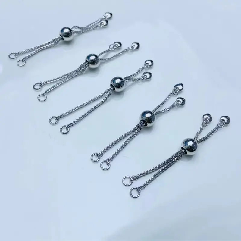 Adjustable length jewelry diy making solid 925 sterling silver clasp for bracelet fittings