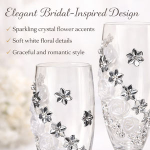 แก้วแชมเปญสำหรับเจ้าบ่าวเจ้าสาว แก้วไวน์สำหรับงานแต่งงาน ใช้สำหรับดื่มฉลอง <span class=keywords><strong>ของ</strong></span>ขวัญแต่งงานสุดหรูสำหรับคู่รัก และของตกแต่งโต๊ะ - Product Image 3