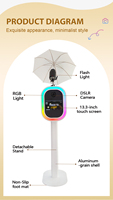 2025 Photobooth Baru Mesin Photo Booth Mudah Dipasang Kontrol Aplikasi Lampu RGB Layar Sentuh 13,3 Inci Photo Booth Dslr dengan kotak penyimpanan
