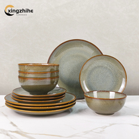 Service de table en céramique - Vaisselle pour steak de cuisine occidentale, compatible lave-vaisselle et four, écologique, luxe léger, ensemble pour la maison et les fêtes