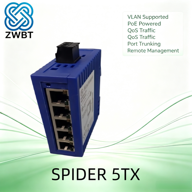 SPIDER 5TX_P Unmanaged Industrial Ethernet Switch 5_Port 10/100Mbps RJ45 DIN Rail Mount 24VDC for Automation PLC HMI