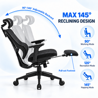 Chaise de bureau ergonomique moderne de haute qualité pour réunions, confortable, respirante, avec repose-pieds inclinable et pivotante, idéale pour les invités et les cadres.