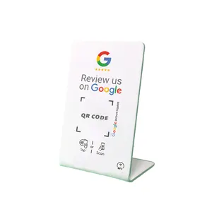 NFC stand card scan QR guest visit Tap NFC simple review customized image Google stand card