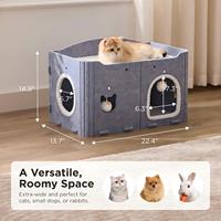 Maison pour chat écologique et adorable pour chats d'intérieur, extra large, résistante aux griffures, en feutre, avec boule moelleuse et tunnel