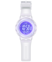 Montre numérique sportive pour filles avec bracelet transparent violet haute puissance, étanche 5 ATM, affichage lumineux, cadeau scolaire