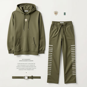 Otoño Invierno Unisex Tallas grandes Impreso Fleece Sudadera con capucha en blanco Conjunto de alta calidad Logotipo personalizado Chándales de algodón Essentials bordado - Product Image 5