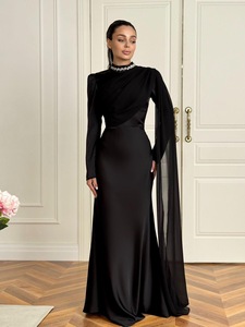 Evening Gown Tailor - Custom Satin Long Sleeve Design Evening Gown Tailor - Custom Satin Long Sleeve Design