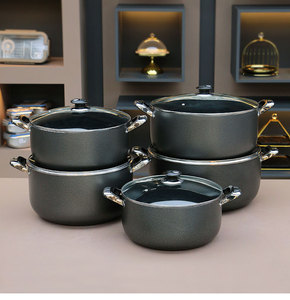 28/30/<span class=keywords><strong>32</strong></span>/34/36cm nặng và lớn màu đen 10 miếng Die Cast nhôm Bộ đồ nấu nướng chậu không dính đồ dùng nhà bếp đồ nấu nướng Bộ - Product Image 5