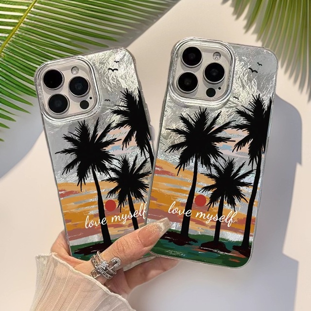 New Coconut Palms at Dusk Glacial Patterns Mobile Phone Case for iphone 16 Plus 17 Air Pro Max Shell Shockproof Coque Back Cover