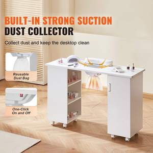 Wholesale White Modern Multi Drawer <b>Nail</b> <b>Table</b> With Built-in Dust Collector Sliding Manicure Workbench - Product Image 5