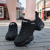 Chaussures de danse en maille noire respirantes pour femmes, idéales pour la course, le sport, la danse jazz, la danse de salon et le cheerleading