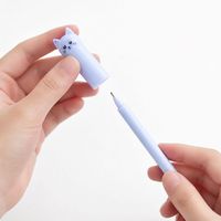 Stylo Gel Rétractable Kawaii Chat Dessin Animé 0,5 mm Encre Noire Design Mignon Miau en Plastique pour Étudiants – Papeterie Quotidienne
