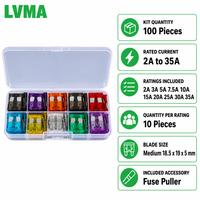 Kit de fusibles à lame moyenne, 100 pièces, fusibles automobiles assortis de 2A à 35A avec extracteur de fusibles pour voiture, camion, camping-car