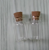 Botol Kaca Tiup Kecil Transparan dengan Sumbat Kayu Pola Geometris 5ml/10ml/50ml Stoples Penyimpanan Mini untuk Kerajinan & Kemasan Hadiah