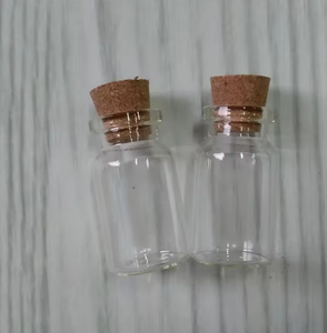 Petites bouteilles en verre soufflé transparent avec bouchon en bois, motif géométrique, 5 ml/10 ml/50 ml, mini pots de rangement pour artisanat et emballage cadeau - Product Image 1