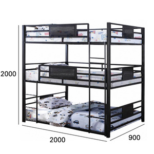 Lits superposés triples modernes en métal pour dortoirs, lits mezzanine pour adultes et enfants, fabriqués en Chine pour chambre à coucher, école, appartement, <span class=keywords><strong>atelier</strong></span> - Product Image 3
