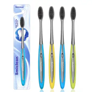 Sanxiao कार्बन बाल खड़े थोक टूथब्रश लकड़ी का कोयला ब्रश दांत कस्टम लोगो फैक्टरी मूल्य टूथ ब्रश