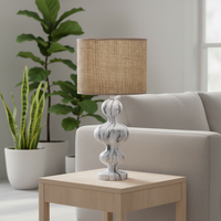Lampe de table moderne électrique à LED en résine et tissu, abat-jour marron écologique, éclairage de luxe pour bureau, maison, chevet, bureau, lumière blanc chaud