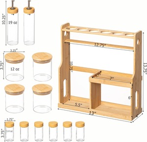 Étagère à épices en bambou à 3 niveaux pour l'organisation de la <span class=keywords><strong>cuisine</strong></span>, la salle à manger, l'affichage et le <span class=keywords><strong>rangement</strong></span> de la cave - Product Image 3