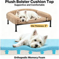 Lit surélevé pour chien, canapé moelleux en peluche pour petits chiens et chats, lit pour animaux de compagnie lavable avec pieds antidérapants, utilisation intérieure et en terrasse