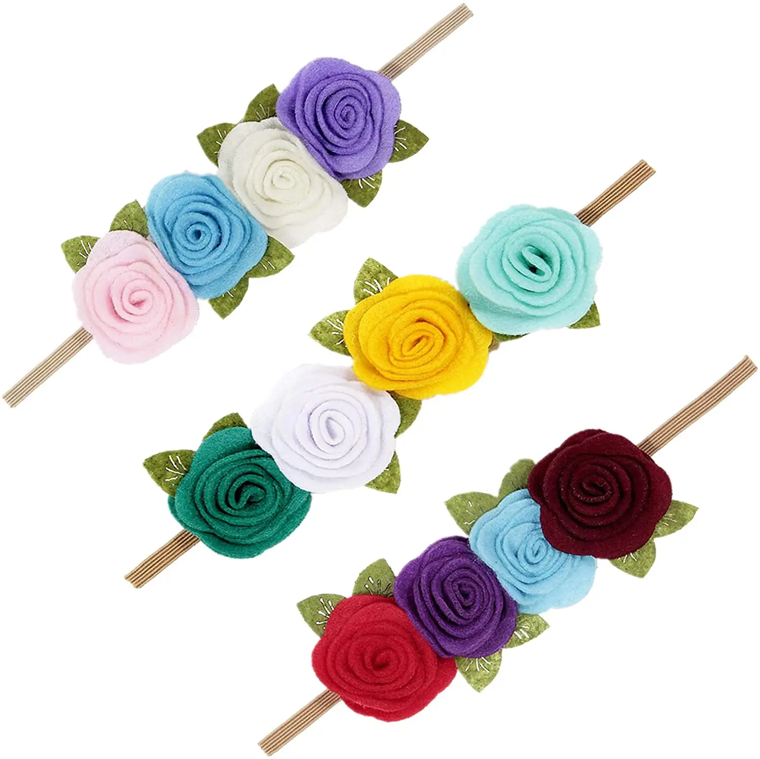 ورأى أزهار الروز متعدد الألوان روزيت مع ورقة ل DIY كرافت الزفاف العروس هدية التفاف إكسسوارات الشعر