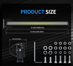 AURORA Thanh Đèn <span class=keywords><strong>Led</strong></span> Đường Địa Hình Cong Hai Hàng 500W <span class=keywords><strong>50Inch</strong></span> Cho Xe Tải - Product Image 5