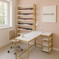 En promotion : Table de manucure de luxe en marbre et métal pour salon de beauté et extension de cils