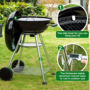 Parrilla de Carbón para Asar con Forma de Manzana de <span class=keywords><strong>18</strong></span> Pulgadas, Personalizada, con Ruedas, Portátil, para Exteriores, para Acampar - Product Image 2