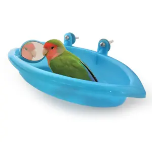 पक्षी स्नान टब कटोरा बेसिन फांसी Birdbath खिलौना पालतू तोता Budgie तोता Cockatiel पिंजरे पानी की बौछार खाद्य फीडर के साथ दर्पण