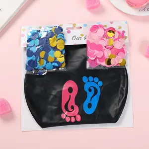 36 Zoll schwarzer Junge- oder Mädchenballon mit blau-rosa-Konfetti für Baby Geschlechtsenthüllungsfeier
