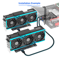 Carte Riser PCIe 4.0 X8 Bifurquée 2 Ports OCuLink SFF-8612 2x PCI-E 16X avec Câble Tressé 500mm pour Double GPU PC de Bureau