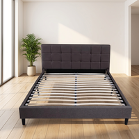 Cadre de lit Super King Size avec rangement, en bois de hêtre et acier inoxydable, design robuste à lattes, base à grands tiroirs, pour chambre familiale de luxe