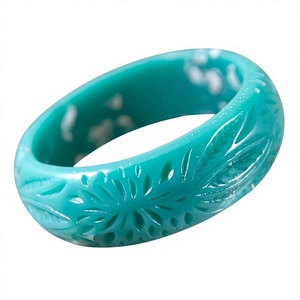Best Geometric Pattern Resin Bangle <b>Bracelet</b> <b>Stack</b> in Colorful Vintage Stylish Design Unisex Jewelry Party Wedding with Woman - Product Image 2