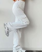 Hano 2024 Nouveau pantalon décontracté uni pour femme, taille mi-haute, coupe large, style cargo