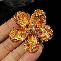 Bros Kristal Bunga Emas Mewah Premium, Perhiasan Fashion Desainer Khusus, Hadiah Pesta Pernikahan Wanita Elegan