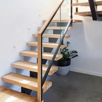 Escaliers flottant en verre de maison Duplex avec lumière Led, escalier en bois massif
