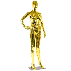 Gold High Quality Chrome Full Body Female Mannequin Display 175CM Height Plastic Durable Mannequins Torso with Metal Stand